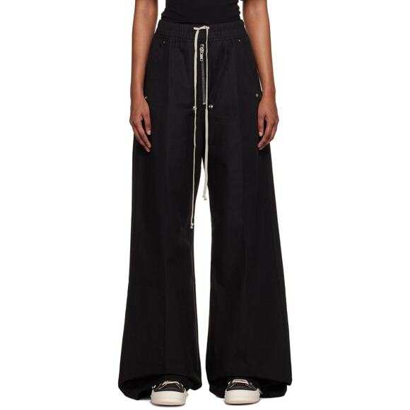 Rick Owens Belas Drawstring Cotton Ripstop Wide-leg Pants - XL Black
